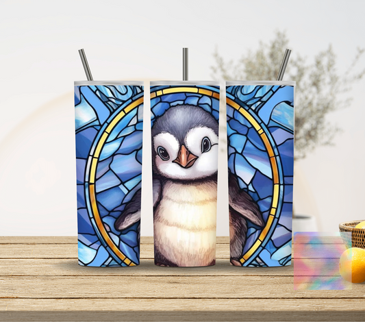 Penguin Stainglass Tumbler