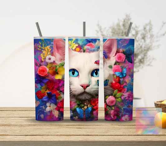 Kitty with Butterflies Tumbler